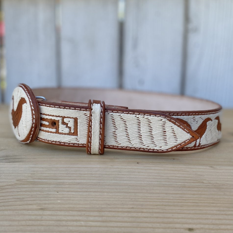 Cinturon Piteado para Hombre con Gallo - Cinturones Mexicanos Piteados - Cintos Mexicanos para Hombre - Cinturon Piteado para Hombre