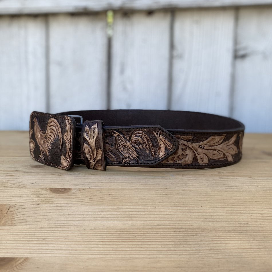 Cinturon CIncelado Cafe - Cinturones para Hombre - Cinturones Vaqueros Hombre - Cinturones para Hombre Vaqueros - Cintos Vaqueros