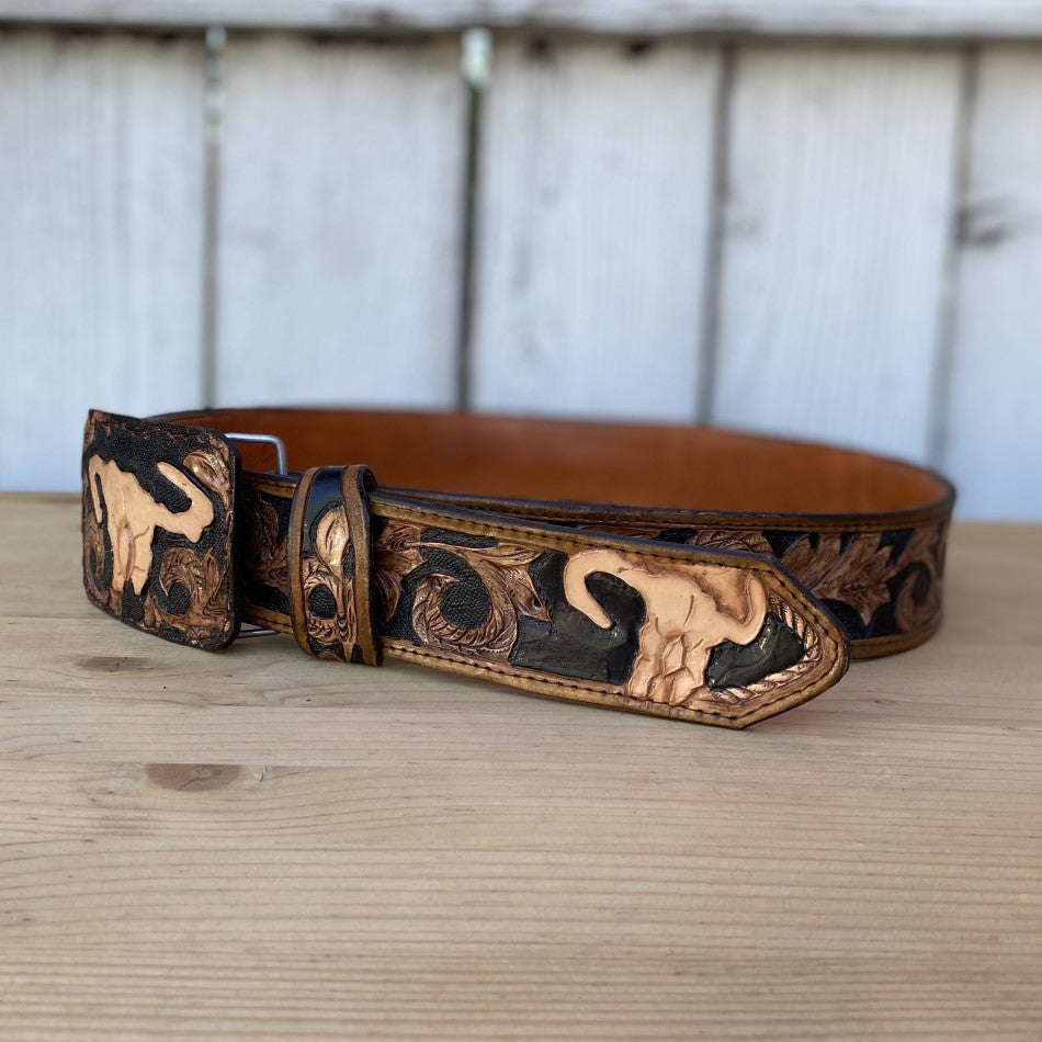 Customizable Chiseled Belt with Cuernos Chuecos - Western Belts