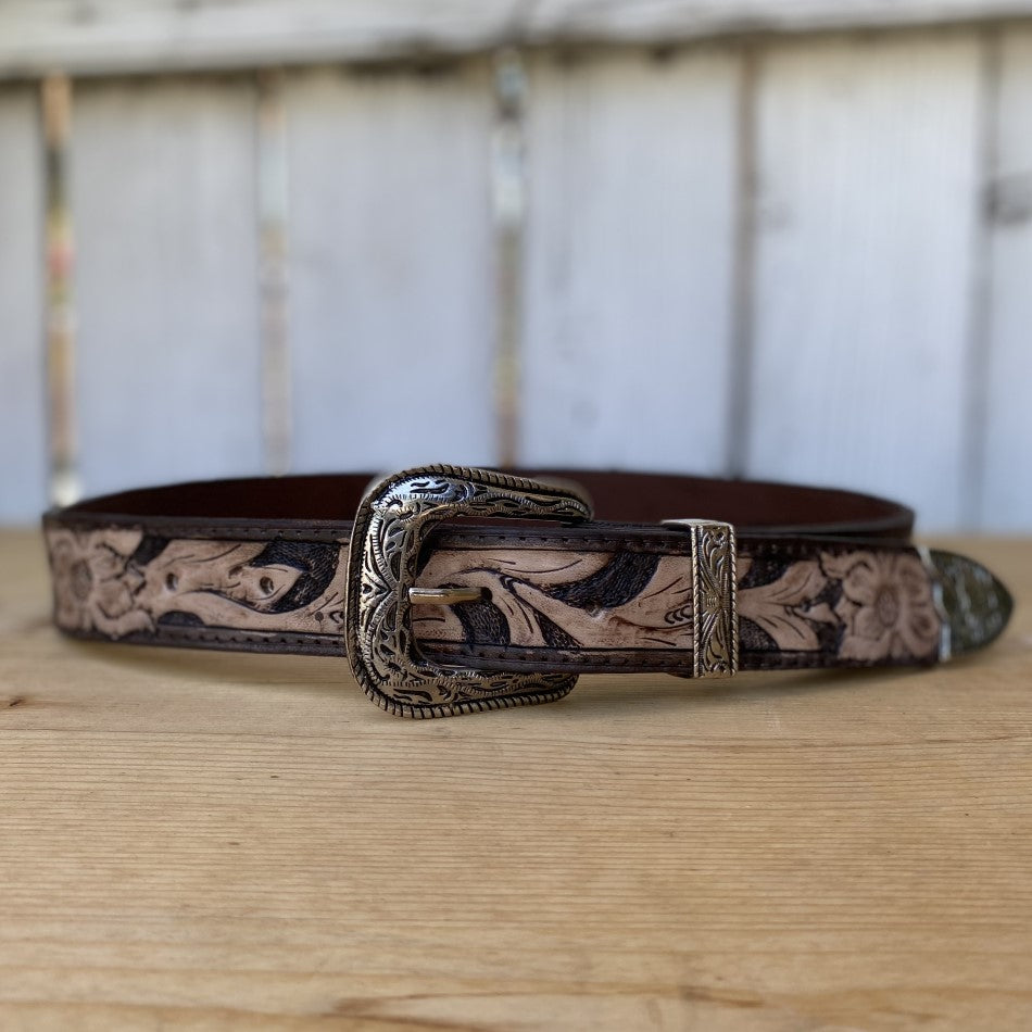 Cinturon Vaquero Cincelado Cafe - Cinturones Cincelados para Hombre -Cinturones Vaqueros Cincelados