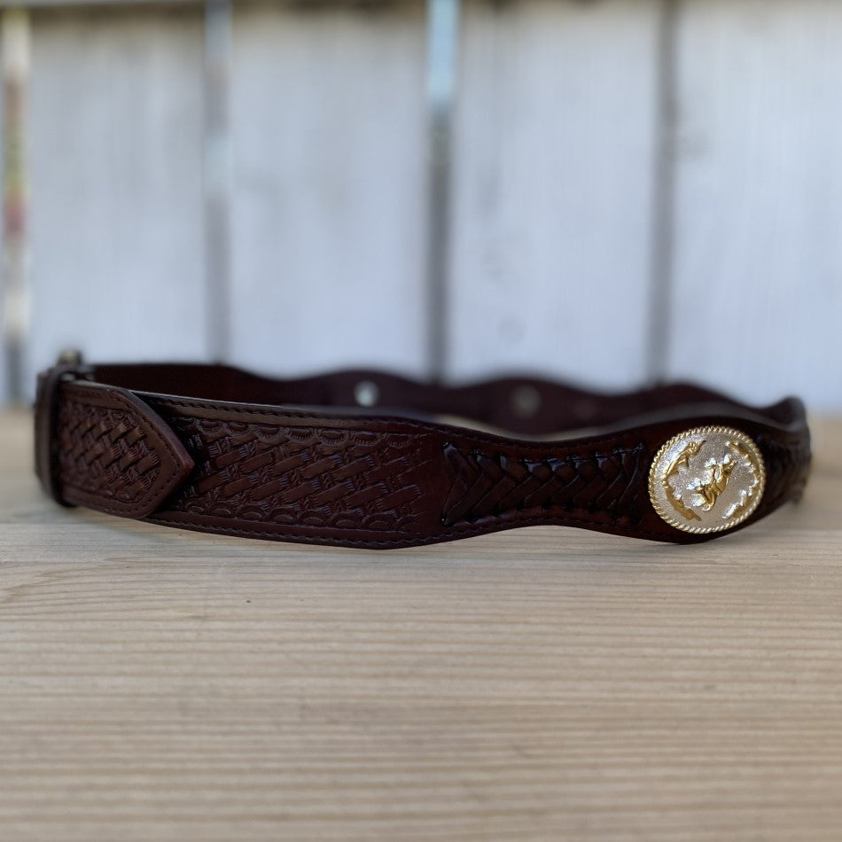 Cinturon Vaquero con Conchos Cafe - Cinturon Vaquero con Conchos - Cinturones Vaqueros con Conchos - Cintos Vaqueros con Conchos - Cinturones Vaqueros