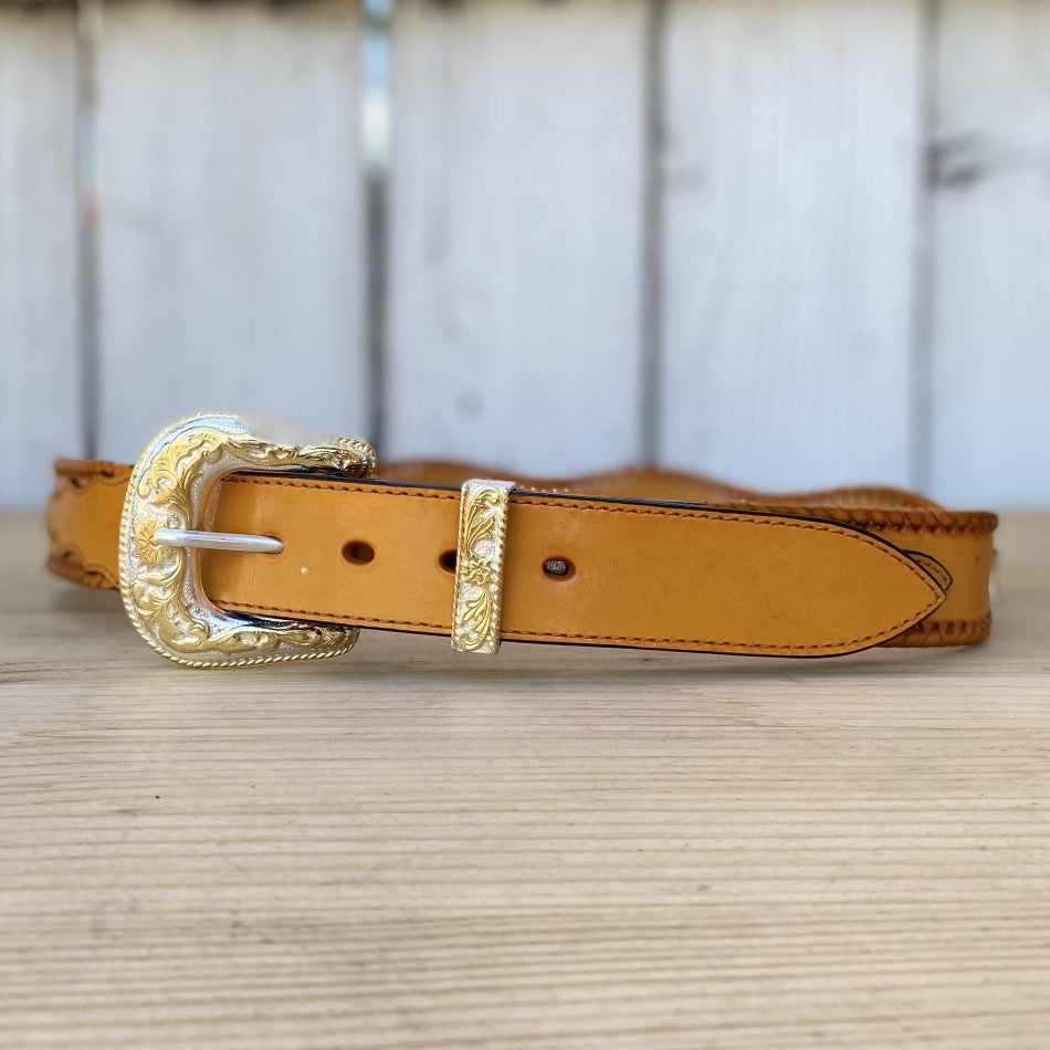 Cinturon Vaquero con Conchos Tan - Cinturones Vaqueros para Hombre - Cinturon para Hombre con Conchos - Cinturones Vaqueros - Cinturones para Hombre Vaqueros