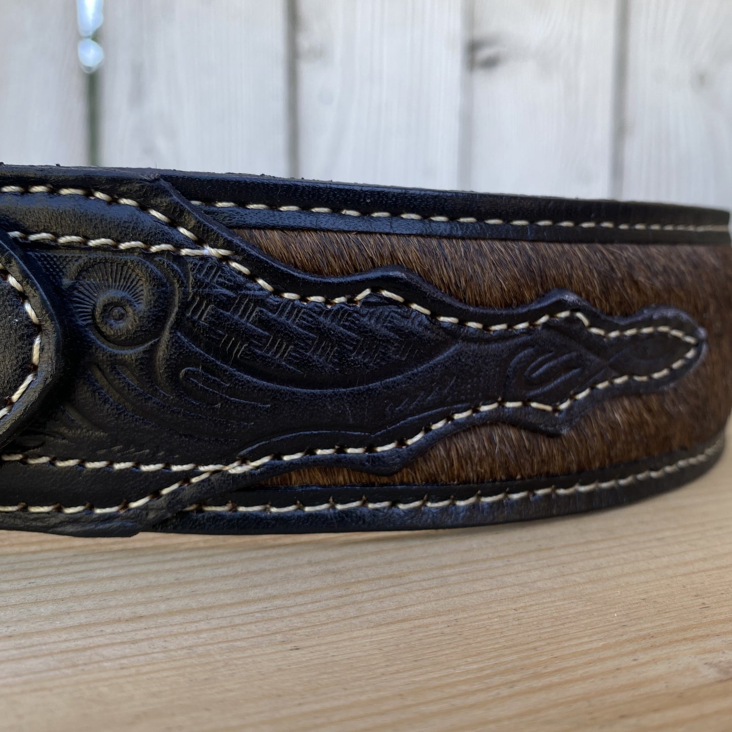 Cinturon con Pelo de Res Real Negro - Cinturon Vaquero para Hombre - Cinturones para Hombre Vaqueros - Cinturon Vaquero con Pelo de Res