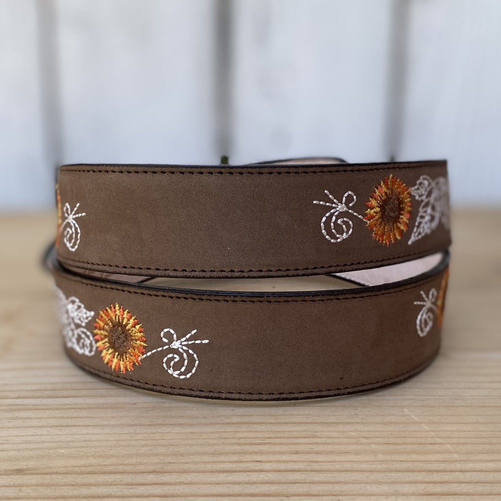 JB-1505 Arena - CInturon para Mujer Bordado - Cinturon Mexicano para Mujer - Cinturones para Mujer Vaqueros