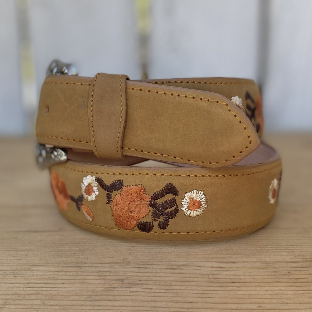 SB-Flores Miel Cinturon Vaquero para Mujer - Cinturones Vaqueros para Mujer - Cintos Vaqueros
