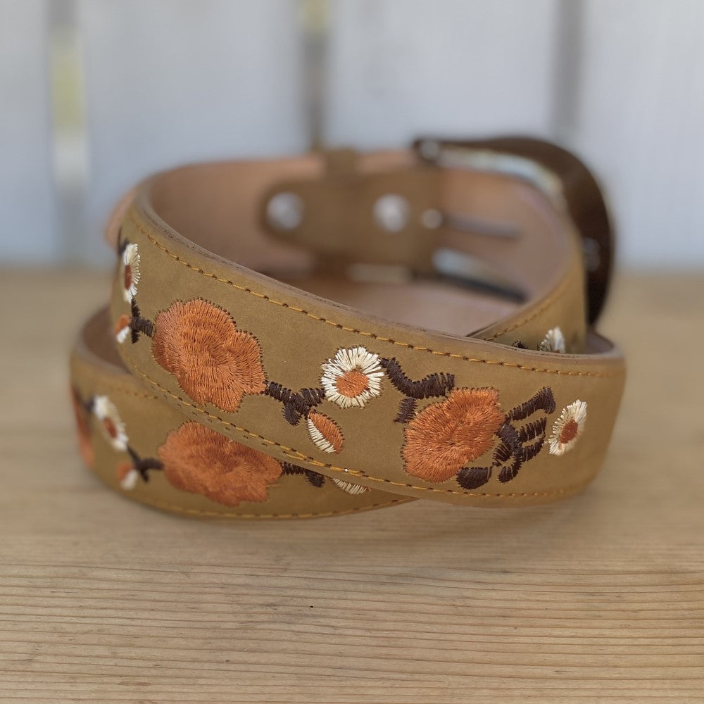 SB-415 Miel - CInturon para Mujer Bordado - Cinturon Mexicano para Mujer - Cinturones para Mujer Vaqueros