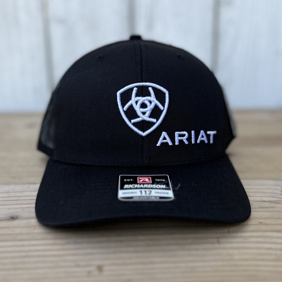 Gorra Ariat Logo Negra con Blanco - Gorras Ariat para Hombre