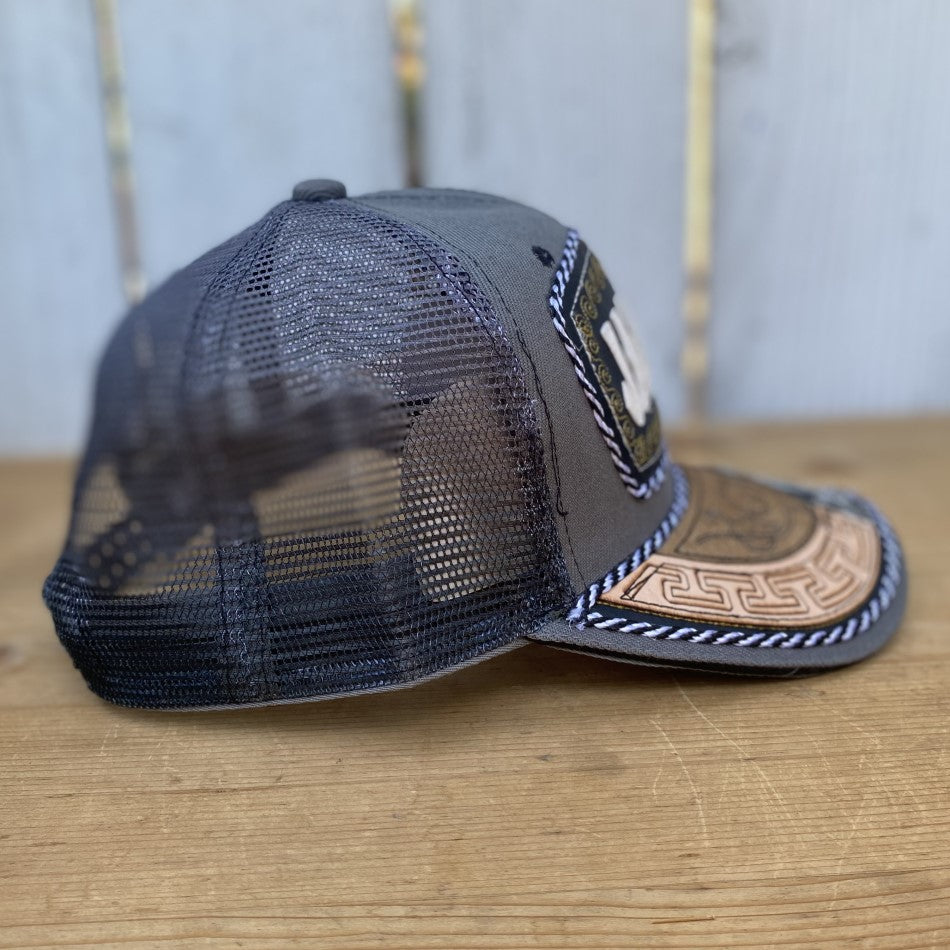 Gorra Vaquera de Jalisco Gris con Gallo - Gorras Vaqueras Artesanales - Gorra con Jalisco