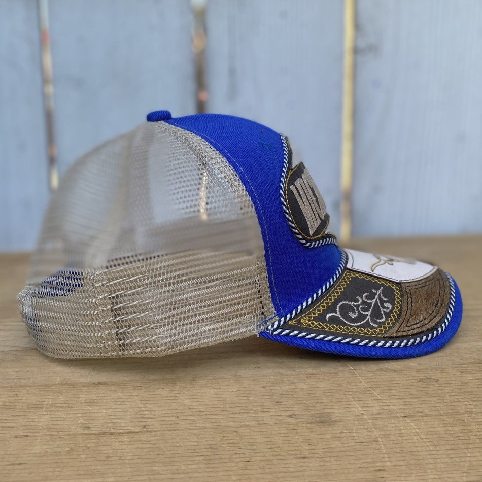 Gorra Vaquera de Michoacan Azul con Pelo de Res - Gorras Vaqueras Artesanales - Gorra con Michoacan
