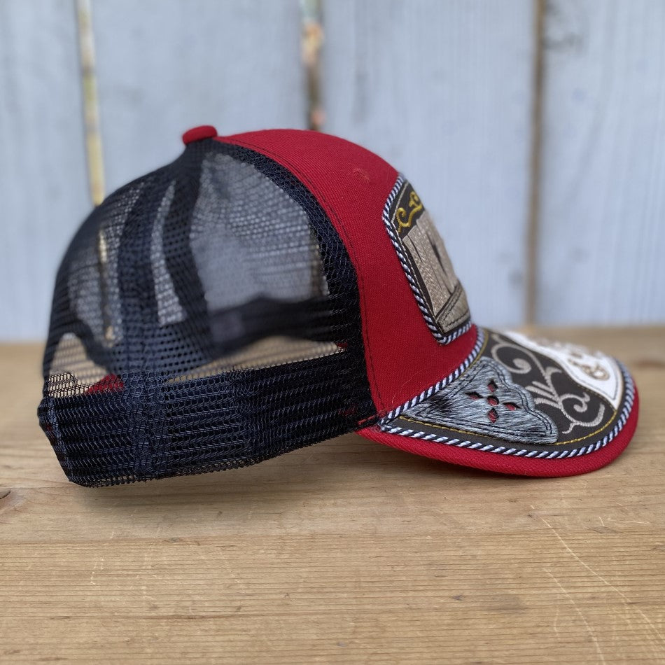 Gorra Vaquera de Michoacan Roja con Pelo de Res - Gorras Vaqueras Artesanales