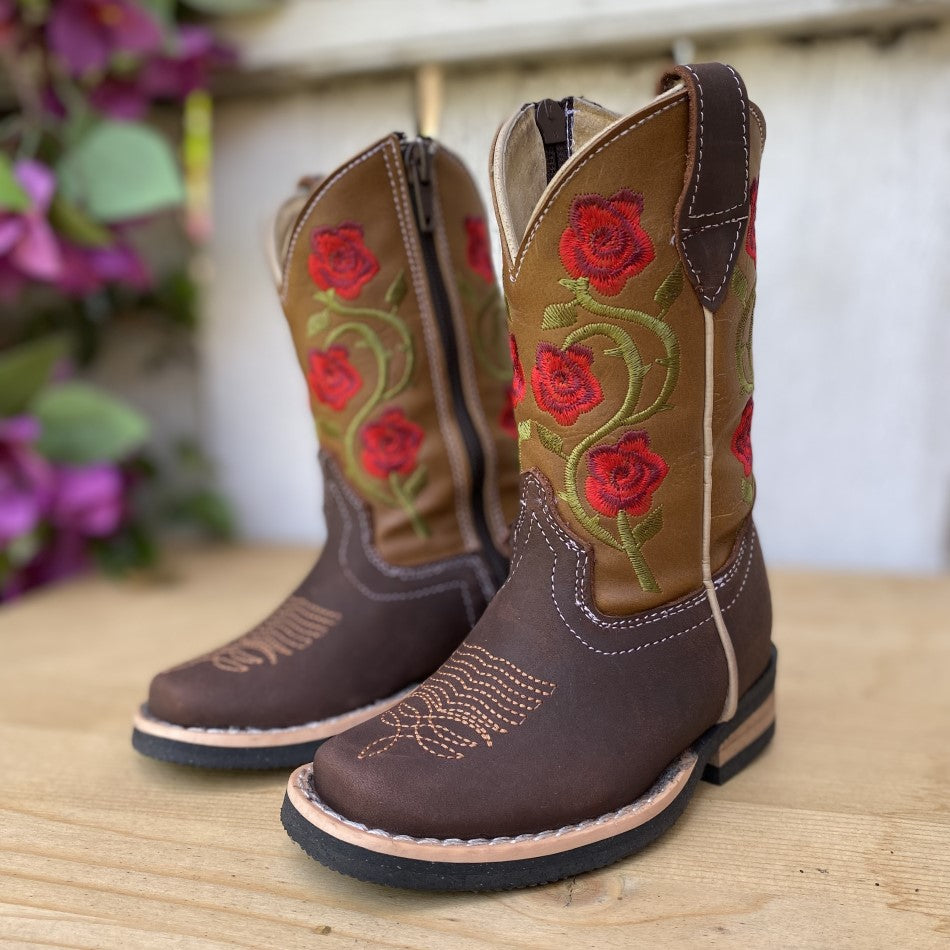 Brown Botas Vaqueras De Niñas JB-1502 Brown With Red Western