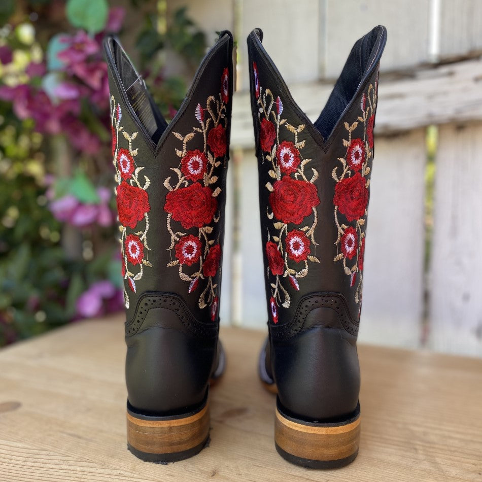 JB-1607 Negro - Botas Vaqueras para Mujer - Botas para Mujer Vaqueras - Botas Bordadas para Mujer