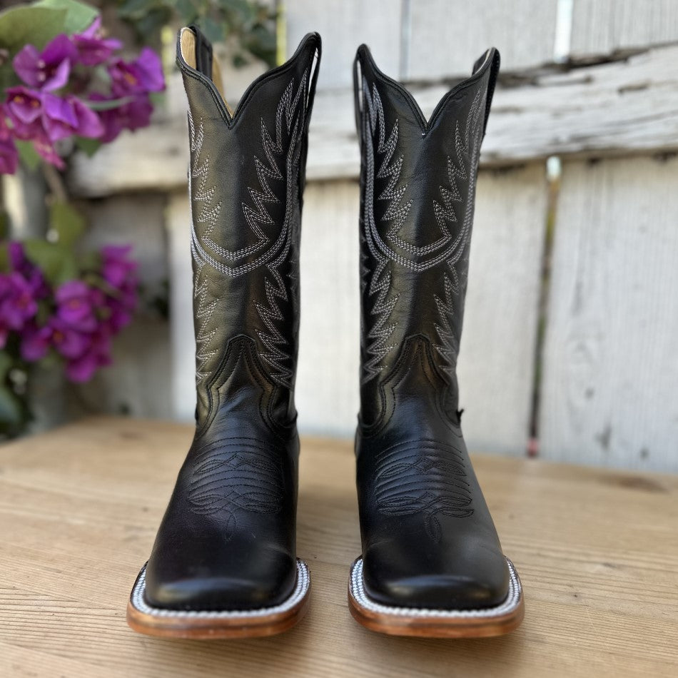 JB-1610 Negro - Botas Vaqueras para Mujer - Botas Vaqueras de Piel - Botas Vaqueras