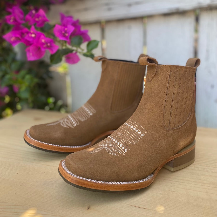 JB-723D Gold Botin Vaquero Botines Vaqueros de Gamuza para Mujer