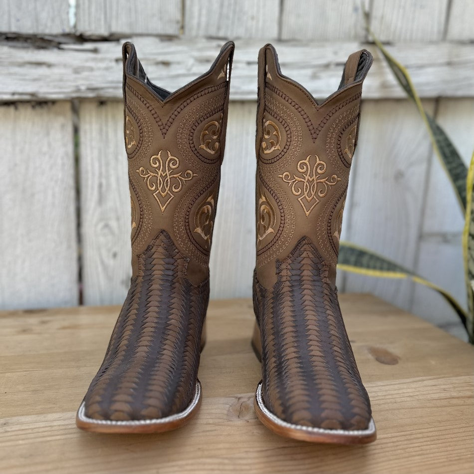 Bota de Petatillo JB-816 Cafe Petatillo - Botas Vaqueras para Hombre - Botas Vaqueras de Petatillo