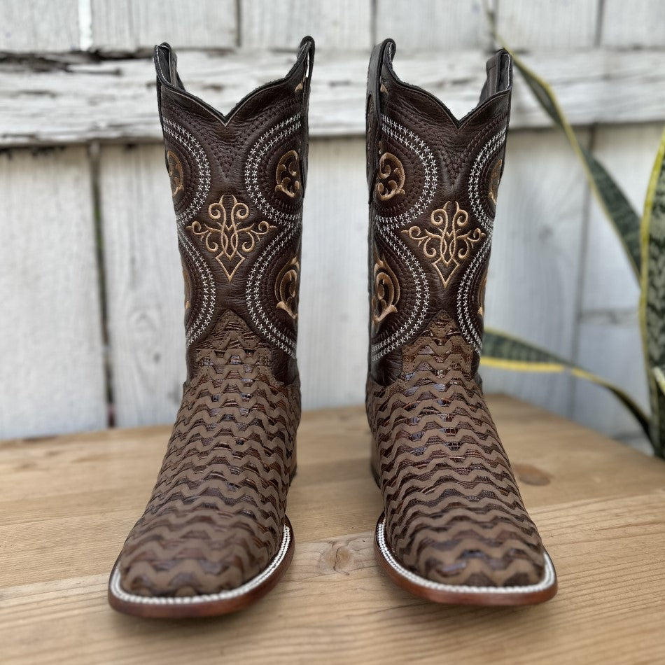 Bota de Petatillo JB-817 Cafe Petatillo - Botas Vaqueras para Hombre - Botas Vaqueras de Petatillo