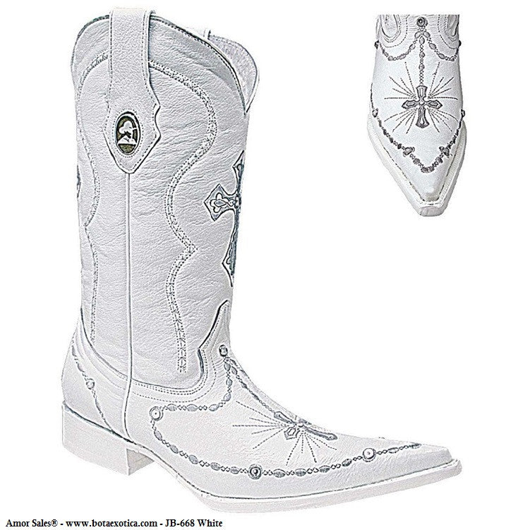 JB-668 White - Botas exoticas para hombre