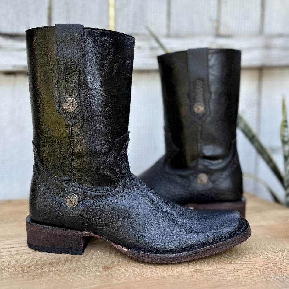 K30 Cuello de Toro Negro - Bota Vaquera Casual - Botas Vaqueras Casuales para Hombre