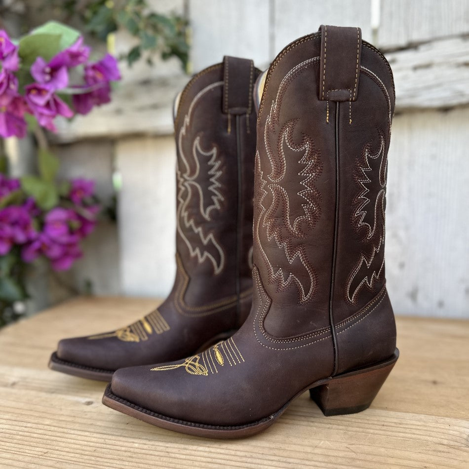 SB-1554 Chocolate - Botas Vaqueras para Mujer - Botas Vaqueras