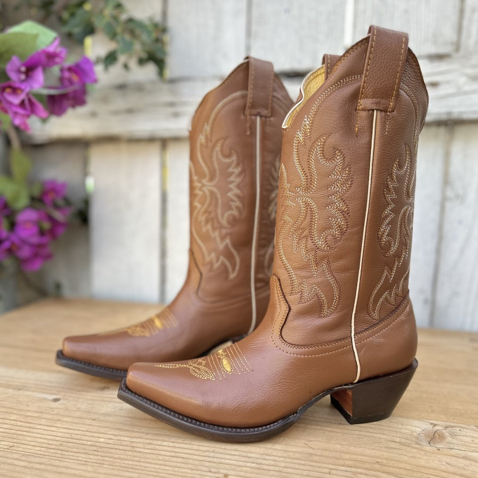SB-1560 Tan - Botas Vaqueras para Mujer - Botas Vaqueras