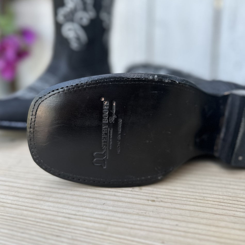 SB-420-Negro-Botas-Vaqueras-para-Mujer-Botas-de-Mujer-Botas-de-Piel-para-Dama