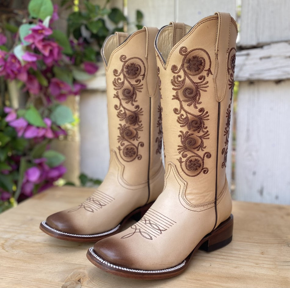 SB-480 Hueso Botas Vaqueras para Mujer Botas Vaqueras