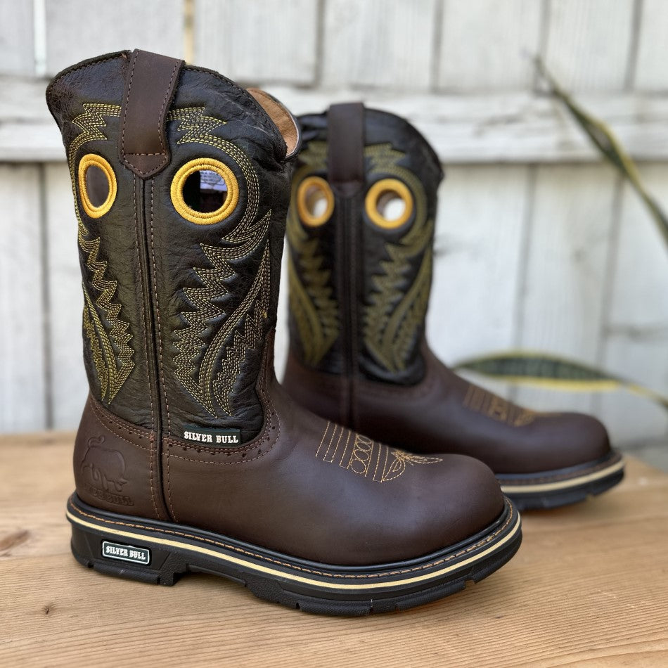 SB-6056 Cafe Silver Bull de 10 Pulgadas - Botas de Trabajo Silver Bull - Botas para Hombre de Trabajo
