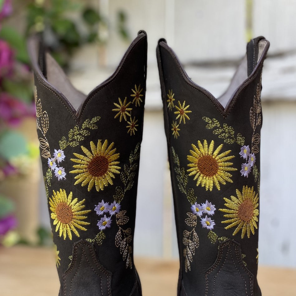 SB-Girasol Chocolate - Bota para Mujer Vaquera - Botas Vaqueras para Mujer