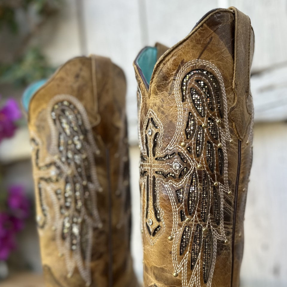 SG-502 con Cruz - Botas Vaqueras de Piel para Mujer - Botas Vaqueras para Mujer - Botas Vaqueras