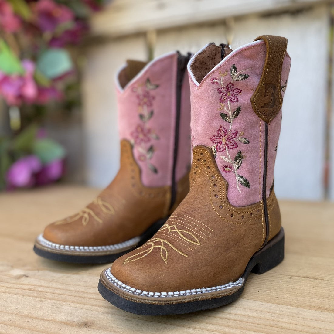 Botas Rodeo Botas Vaquera Para Niña Selene-3 Tan With Pink With