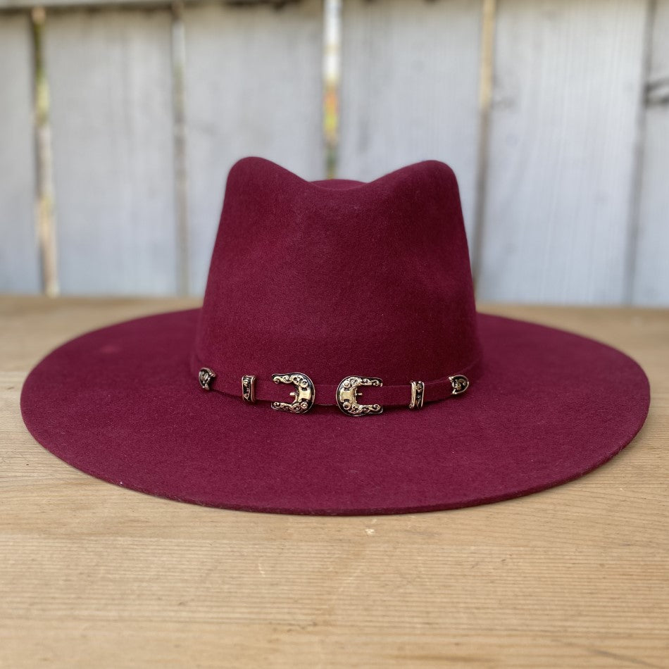 Sombrero Fedora de Lana para Mujer Vino - Sombreros Fedora para Mujer - Sombreros para Mujer