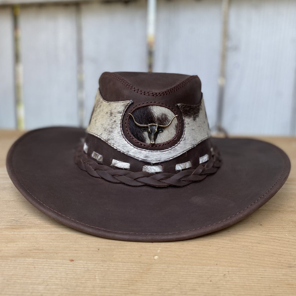 Sombrero de Cuero Cafe Oscuro con Pelo de Original - Sombreros de – Bota Exotica Western Wear - Sales Store
