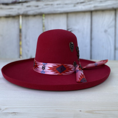 Sombreros para Mujer - Texana Open Crown Con Herraje - Sombreros Vaqueros para Mujer - Sombreros Mexicanos para Mujer - Sombreros de Fieltro para Mujer - Texanas para Mujer - Bota Exotica