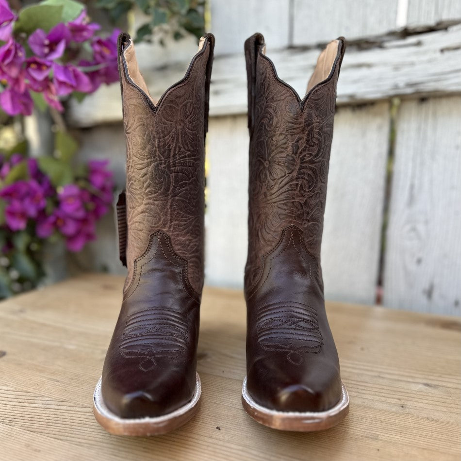 TT-301 Cafe Difuminado - Botas Vaqueras para Mujer - Botas de Mujer de Piel - Botas Vaqueras