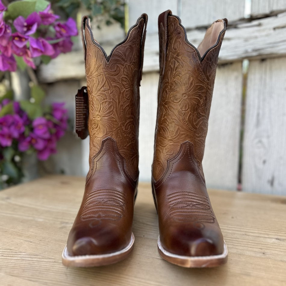 TT-301 Miel Botas Vaqueras para Mujer - Botas para Mujer de Piel - Botas Vaqueras