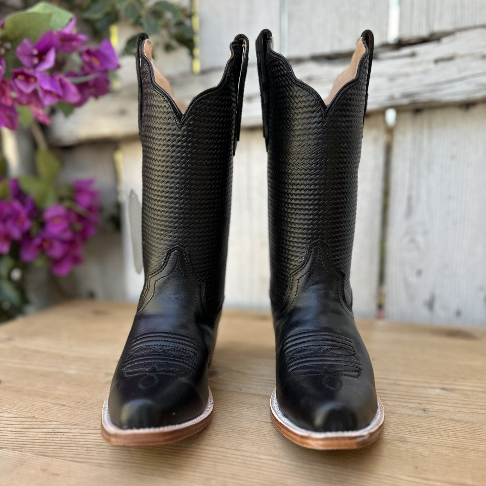 TT-302 Negro Botas Vaqueras - Botas Vaqueras para Mujer - Botas para Mujer de Piel - Botas Vaqueras