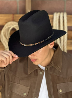 20X Dos Carnales Negro - Texanas Vaqueras para Hombre - Texanas Rocha Hats para Hombre de Fieltro