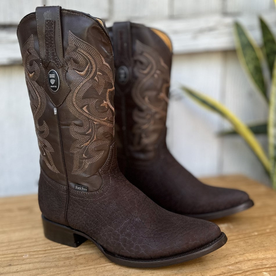 BS-460 Cuello de Toro Cafe - Botas Vaqueras de Cuello de Toro para Hom ...