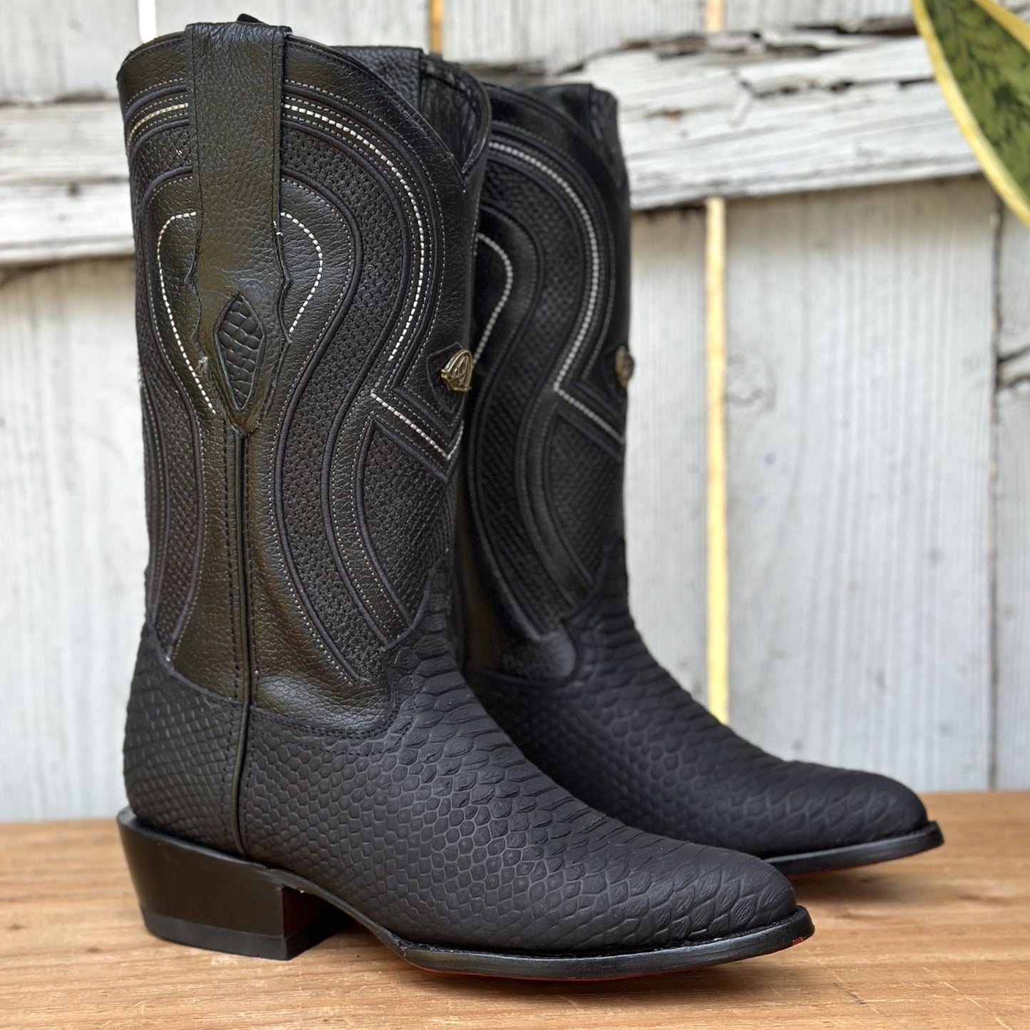 RC-Sierra Tip Pitón Imitación Negro - Botas Vaqueras Exoticas para Hombre 