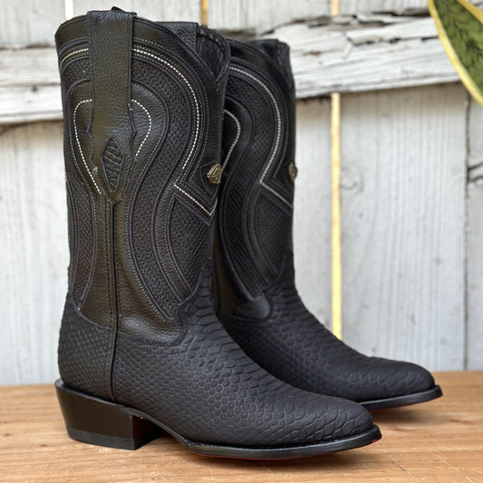 RC-Sierra Tip Pitón Imitación Negro - Botas Vaqueras Exoticas para Hombre 