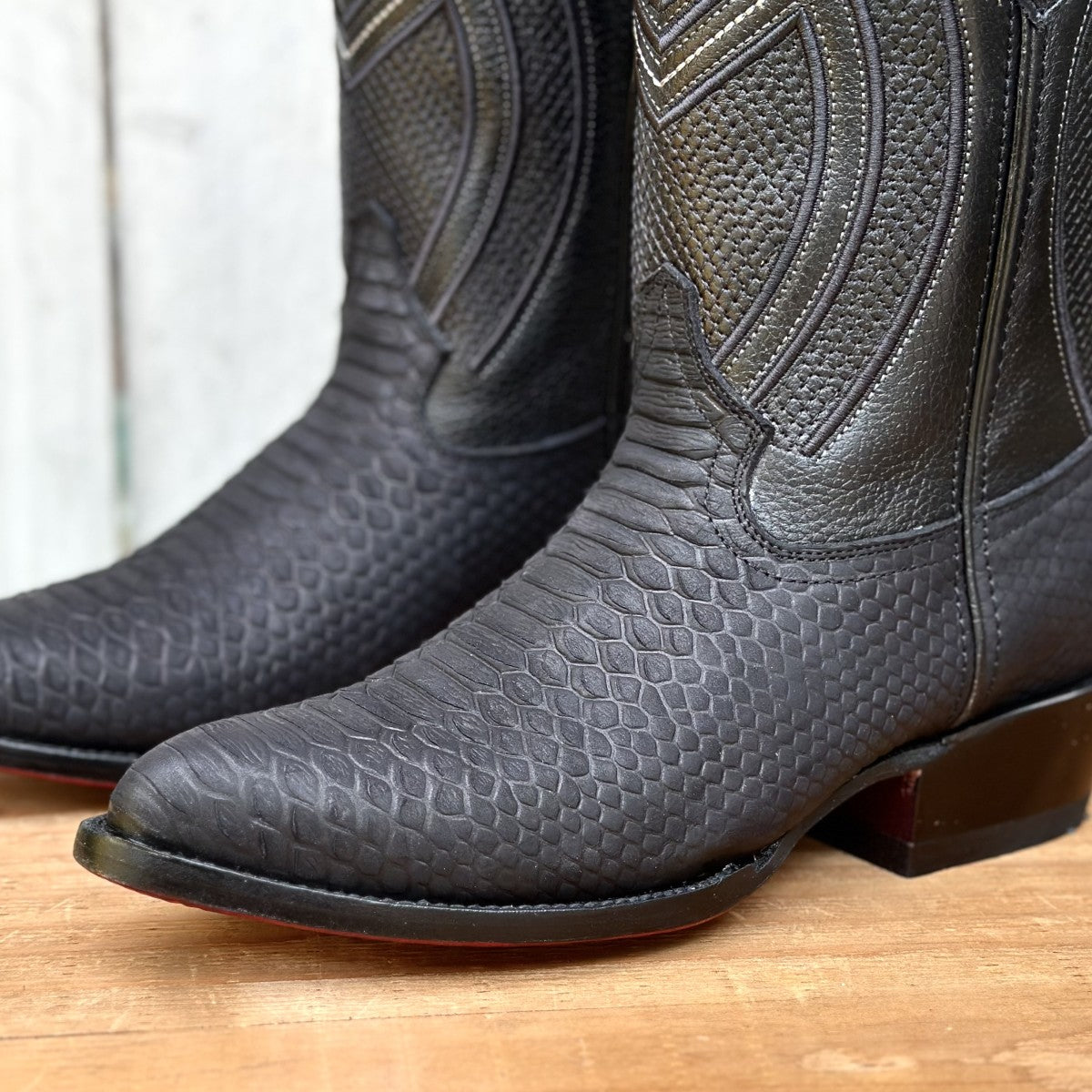 RC-Sierra Tip Pitón Imitación Negro - Botas Vaqueras Exoticas para Hombre (3)