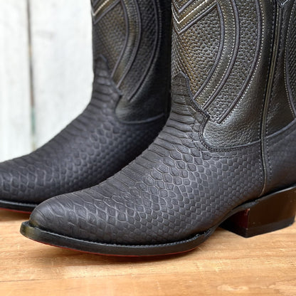 RC-Sierra Tip Pitón Imitación Negro - Botas Vaqueras Exoticas para Hombre (3)