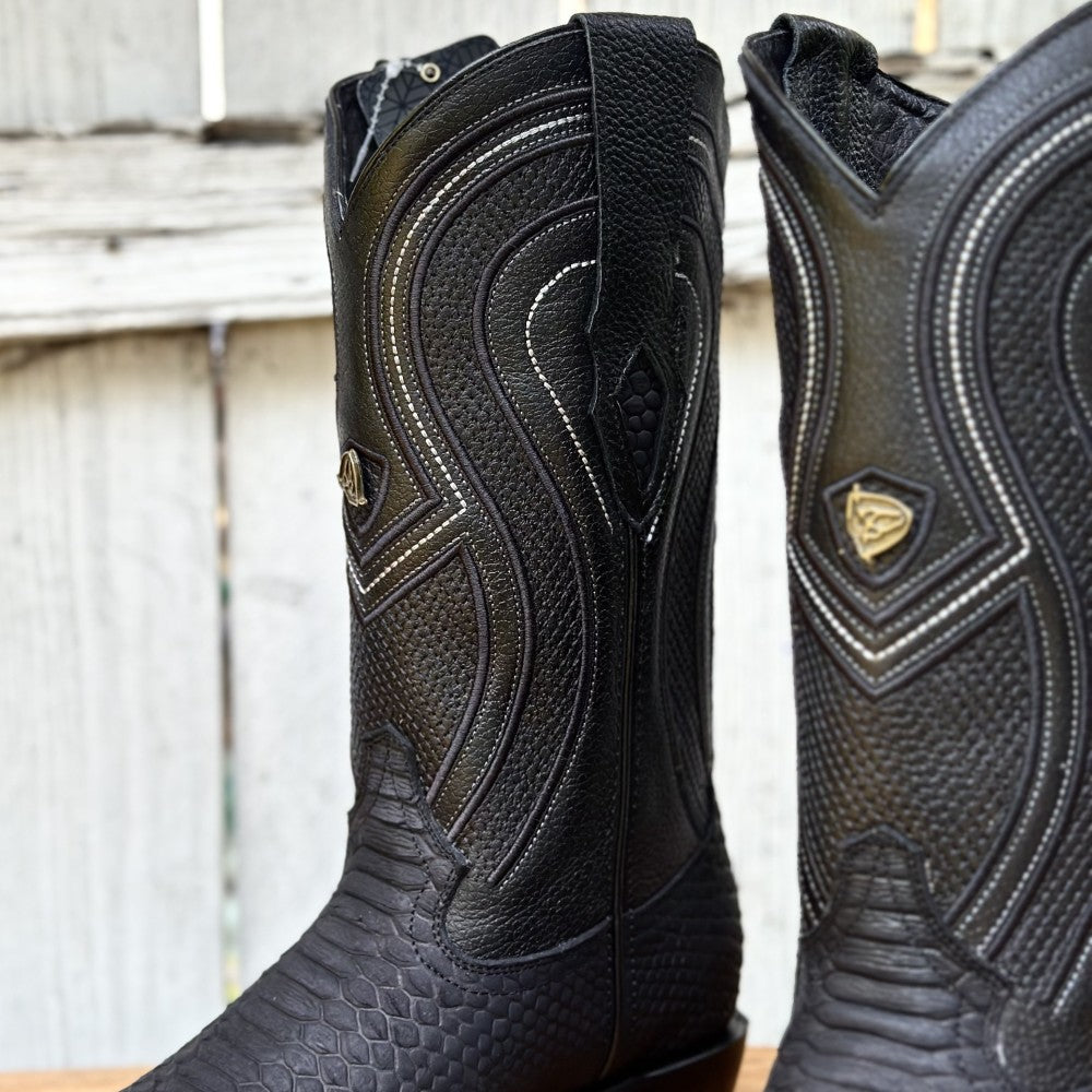 RC-Sierra Tip Pitón Imitación Negro - Botas Vaqueras Exoticas para Hombre (7)