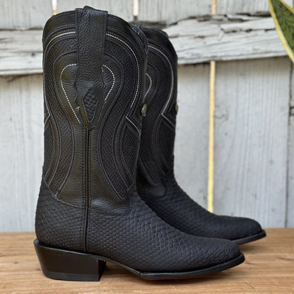 RC-Sierra Tip Pitón Imitación Negro - Botas Vaqueras Exoticas para Hombre (4)