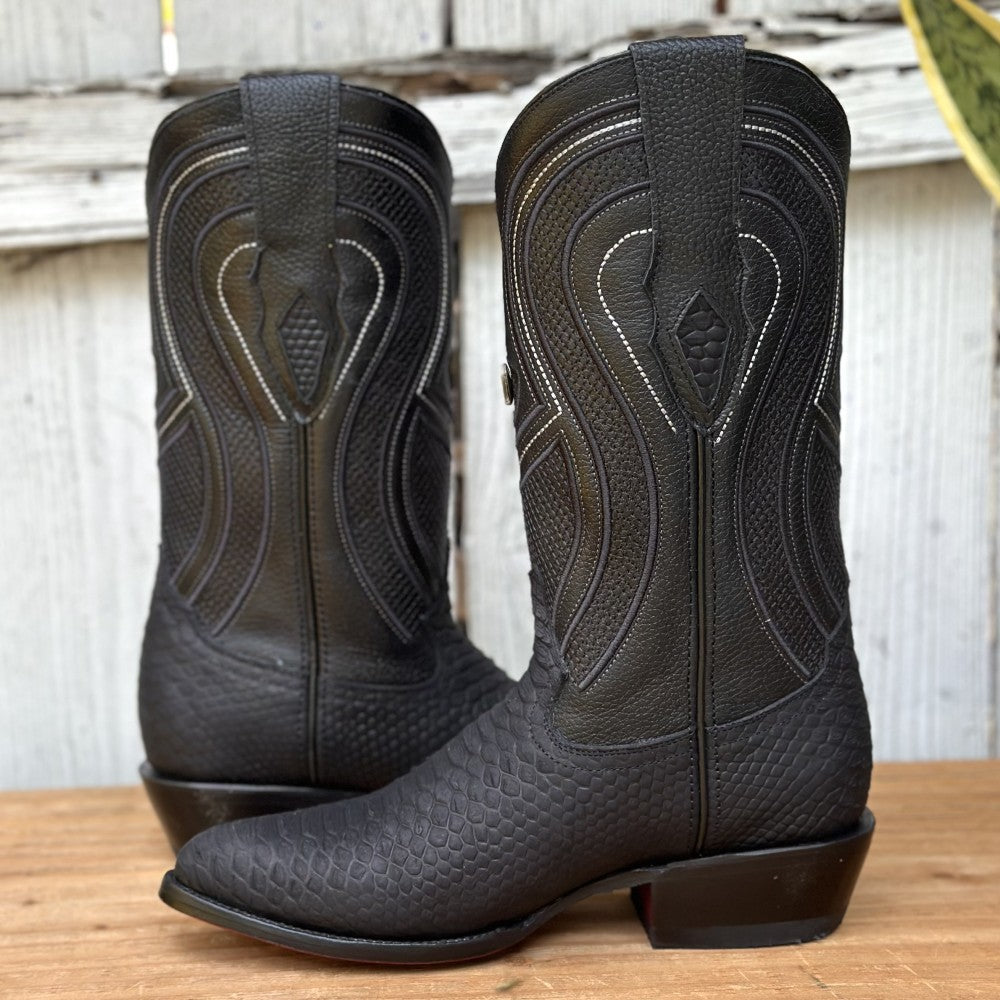 RC-Sierra Tip Pitón Imitación Negro - Botas Vaqueras Exoticas para Hombre (2)