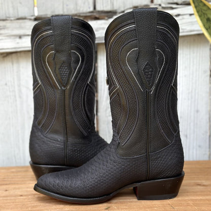 RC-Sierra Tip Pitón Imitación Negro - Botas Vaqueras Exoticas para Hombre (2)