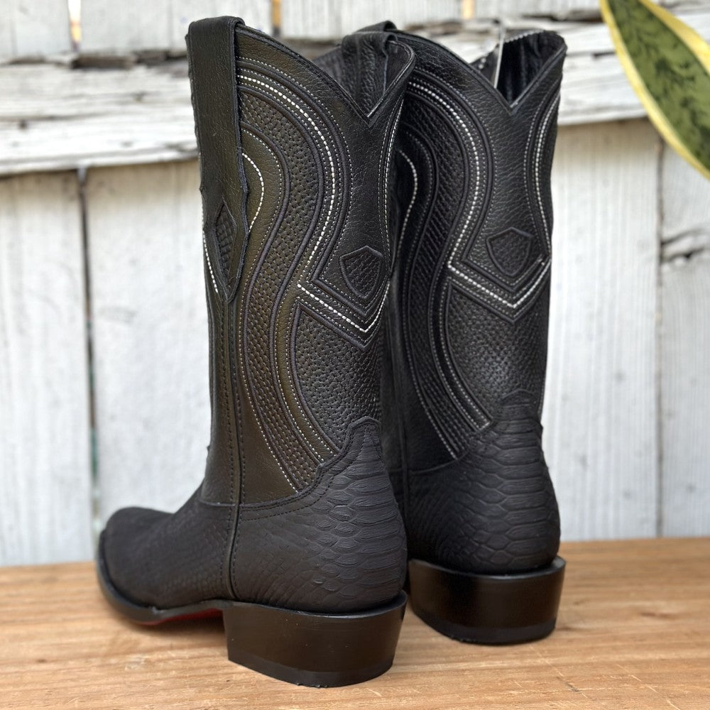 RC-Sierra Tip Pitón Imitación Negro - Botas Vaqueras Exoticas para Hombre (5)