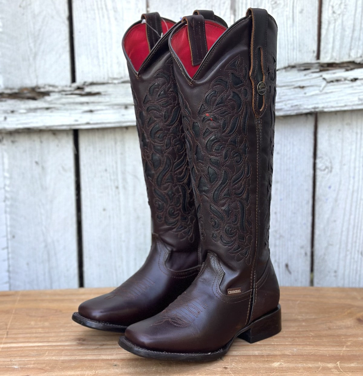 Bota Vaquera Café de Tubo Alto en Piel Pull-Up para Mujer | CB-Coqueta