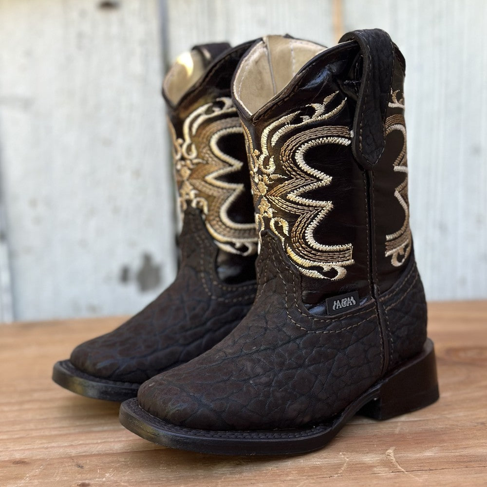 Bota Vaquera Café de Cuello de Toro para Niño | DA-MIlán