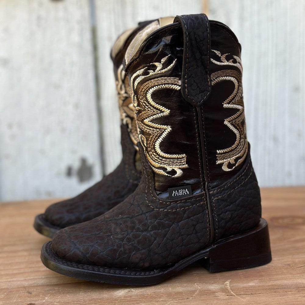Bota Vaquera Café de Cuello de Toro para Niño | DA-MIlán